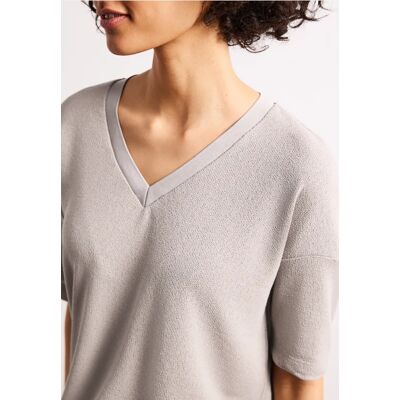 Street One T-Shirt im Strick-Look mit V-Neck - Beige - Damen Street One T-Shirt im Strick-Look mit V-Neck - Beige - Damen