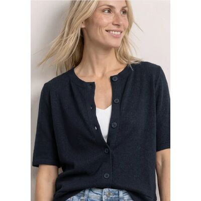 Street One Kurzarm Jacke im Strick-Look - Blau - Damen Street One Kurzarm Jacke im Strick-Look - Blau - Damen