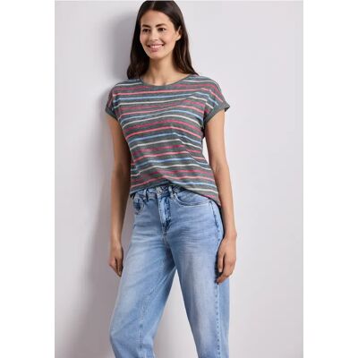 Street One Dropped Shoulder Shirt mit Streifen - Grün - Damen Street One Dropped Shoulder Shirt mit Streifen - Grün - Damen