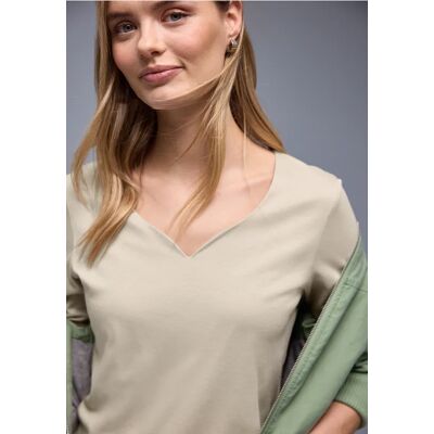 Street One Shirt mit Herzausschnitt - Beige - Damen Street One Shirt mit Herzausschnitt - Beige - Damen