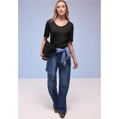Street One T-Shirt mit Turn-Up - Schwarz - Damen Street One T-Shirt mit Turn-Up - Schwarz - Damen