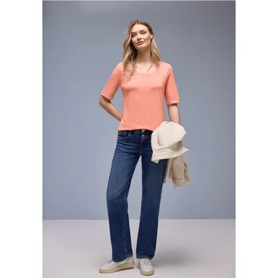 Street One T-Shirt mit Turn-Up - Orange - Damen Street One T-Shirt mit Turn-Up - Orange - Damen