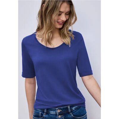 Street One T-Shirt mit Turn-Up - Blau - Damen Street One T-Shirt mit Turn-Up - Blau - Damen