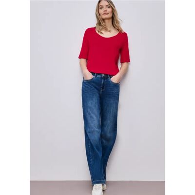 Street One T-Shirt mit Turn-Up - Rot - Damen Street One T-Shirt mit Turn-Up - Rot - Damen