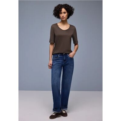 Street One T-Shirt mit Turn-Up - Braun - Damen Street One T-Shirt mit Turn-Up - Braun - Damen