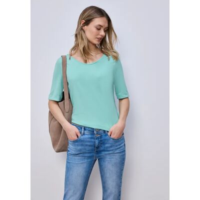Street One T-Shirt mit Turn-Up - Grün - Damen Street One T-Shirt mit Turn-Up - Grün - Damen