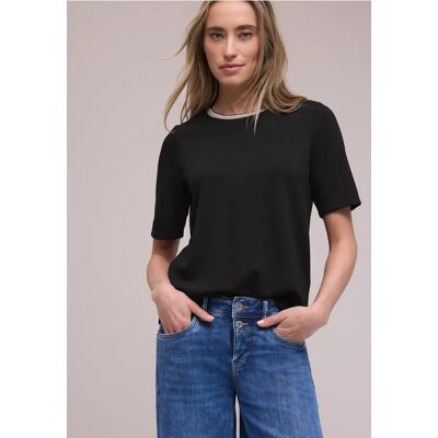 Street One T-Shirt mit Kontrastdetail - Schwarz - Damen Street One T-Shirt mit Kontrastdetail - Schwarz - Damen