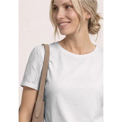 Street One T-Shirt mit Rundhals und Spitzenärmeln - Weiß - Damen Street One T-Shirt mit Rundhals und Spitzenärmeln - Weiß - Damen