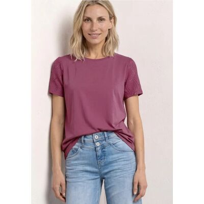 Street One T-Shirt mit Rundhals und Spitzenärmeln - Rosa - Damen Street One T-Shirt mit Rundhals und Spitzenärmeln - Rosa - Damen