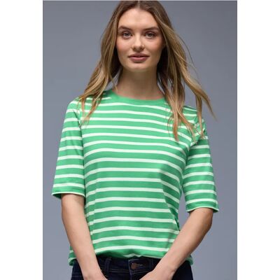 Street One Kurzarm T-Shirt mit Streifenmuster - Grün - Damen Street One Kurzarm T-Shirt mit Streifenmuster - Grün - Damen