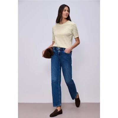 Street One Kurzarm T-Shirt mit Streifenmuster - Beige - Damen Street One Kurzarm T-Shirt mit Streifenmuster - Beige - Damen