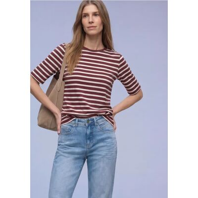 Street One Kurzarm T-Shirt mit Streifenmuster - Rot - Damen Street One Kurzarm T-Shirt mit Streifenmuster - Rot - Damen