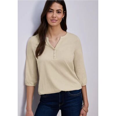 Street One 3/4-Arm Shirt mit Split Neck und Knöpfen - Beige - Damen Street One 3/4-Arm Shirt mit Split Neck und Knöpfen - Beige - Damen