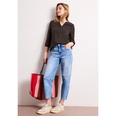 Street One 3/4-Arm Shirt mit Split Neck und Knöpfen - Braun - Damen Street One 3/4-Arm Shirt mit Split Neck und Knöpfen - Braun - Damen