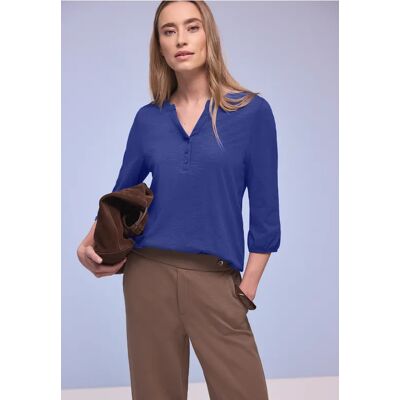 Street One 3/4-Arm Shirt mit Split Neck und Knöpfen - Blau - Damen Street One 3/4-Arm Shirt mit Split Neck und Knöpfen - Blau - Damen