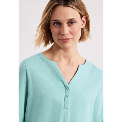 Street One 3/4-Arm Shirt mit Split Neck und Knöpfen - Grün - Damen Street One 3/4-Arm Shirt mit Split Neck und Knöpfen - Grün - Damen