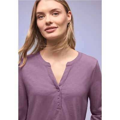 Street One 3/4-Arm Shirt mit Split Neck und Knöpfen - Lila - Damen Street One 3/4-Arm Shirt mit Split Neck und Knöpfen - Lila - Damen
