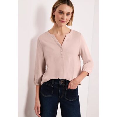 Street One 3/4-Arm Shirt mit Split Neck und Knöpfen - Rosa - Damen Street One 3/4-Arm Shirt mit Split Neck und Knöpfen - Rosa - Damen