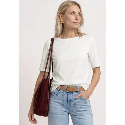Street One Basic T-Shirt mit U-Boot-Ausschnitt - Weiß - Damen Street One Basic T-Shirt mit U-Boot-Ausschnitt - Weiß - Damen