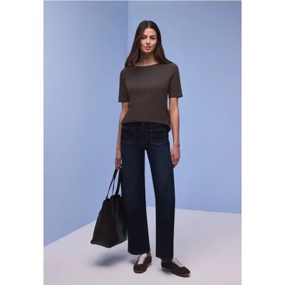 Street One Basic T-Shirt mit U-Boot-Ausschnitt - Braun - Damen Street One Basic T-Shirt mit U-Boot-Ausschnitt - Braun - Damen