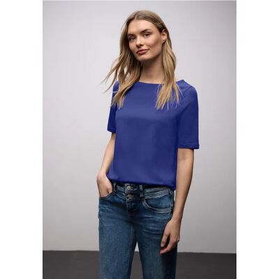 Street One Basic T-Shirt mit U-Boot-Ausschnitt - Blau - Damen Street One Basic T-Shirt mit U-Boot-Ausschnitt - Blau - Damen