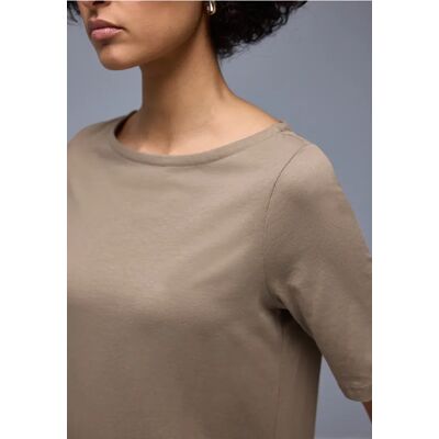 Street One Basic T-Shirt mit U-Boot-Ausschnitt - Braun - Damen Street One Basic T-Shirt mit U-Boot-Ausschnitt - Braun - Damen