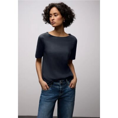 Street One Basic T-Shirt mit U-Boot-Ausschnitt - Blau - Damen Street One Basic T-Shirt mit U-Boot-Ausschnitt - Blau - Damen