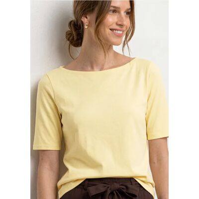 Street One Basic T-Shirt mit U-Boot-Ausschnitt - Gelb - Damen Street One Basic T-Shirt mit U-Boot-Ausschnitt - Gelb - Damen