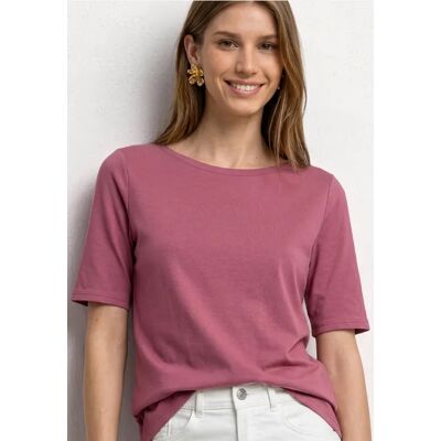 Street One Basic T-Shirt mit U-Boot-Ausschnitt - Rosa - Damen Street One Basic T-Shirt mit U-Boot-Ausschnitt - Rosa - Damen
