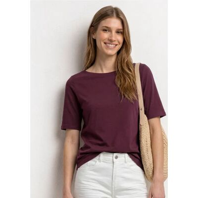 Street One Basic T-Shirt mit U-Boot-Ausschnitt - Rot - Damen Street One Basic T-Shirt mit U-Boot-Ausschnitt - Rot - Damen