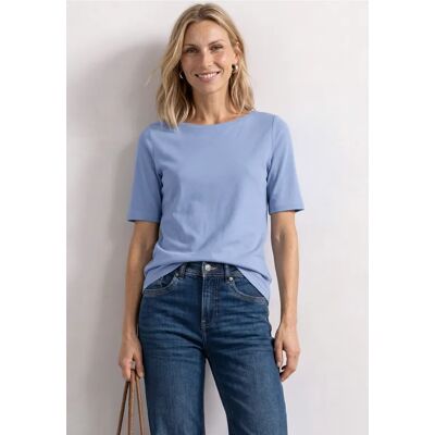 Street One Basic T-Shirt mit U-Boot-Ausschnitt - Blau - Damen Street One Basic T-Shirt mit U-Boot-Ausschnitt - Blau - Damen