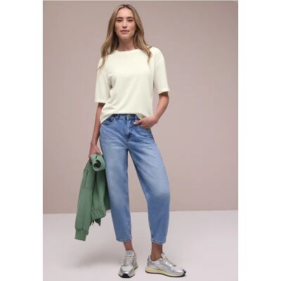 Street One T-Shirt mit Rundhals im Strick-Look - Weiß - Damen Street One T-Shirt mit Rundhals im Strick-Look - Weiß - Damen