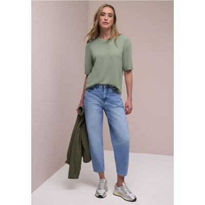 Street One T-Shirt mit Rundhals im Strick-Look - Grün - Damen Street One T-Shirt mit Rundhals im Strick-Look - Grün - Damen
