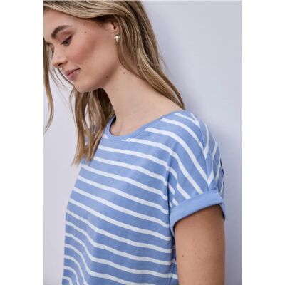 Street One Dropped Shoulder T-Shirt mit Streifen - Blau - Damen Street One Dropped Shoulder T-Shirt mit Streifen - Blau - Damen