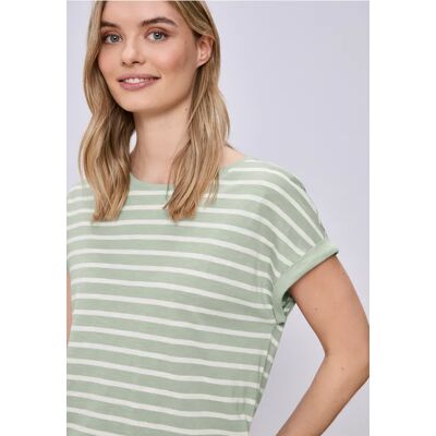 Street One Dropped Shoulder T-Shirt mit Streifen - Grün - Damen Street One Dropped Shoulder T-Shirt mit Streifen - Grün - Damen
