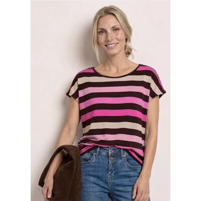 Street One T-Shirt mit Rundhals und Elastiksaum - Braun - Damen Street One T-Shirt mit Rundhals und Elastiksaum - Braun - Damen