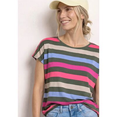 Street One T-Shirt mit Rundhals und Elastiksaum - Grün - Damen Street One T-Shirt mit Rundhals und Elastiksaum - Grün - Damen