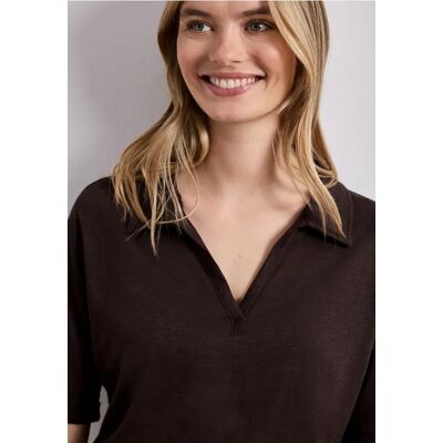 Street One Kurzarm Poloshirt aus Jersey - Braun - Damen Street One Kurzarm Poloshirt aus Jersey - Braun - Damen