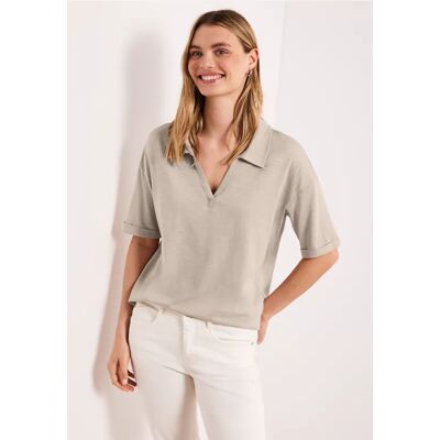 Street One Kurzarm Poloshirt aus Jersey - Beige - Damen Street One Kurzarm Poloshirt aus Jersey - Beige - Damen