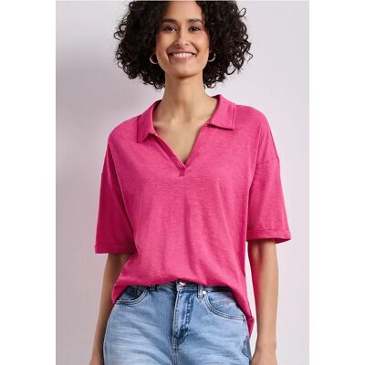 Street One Kurzarm Poloshirt aus Jersey - Pink - Damen Street One Kurzarm Poloshirt aus Jersey - Pink - Damen