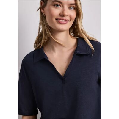 Street One Kurzarm Poloshirt aus Jersey - Blau - Damen Street One Kurzarm Poloshirt aus Jersey - Blau - Damen