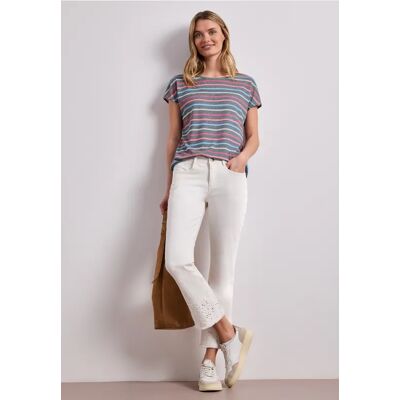 Street One Kurzarm Shirt mit Rundhals und Streifen - Grün - Damen Street One Kurzarm Shirt mit Rundhals und Streifen - Grün - Damen