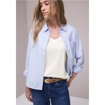 Street One Basic T-Shirt mit V-Neck in Unifarbe - Weiß - Damen Street One Basic T-Shirt mit V-Neck in Unifarbe - Weiß - Damen