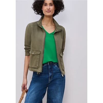 Street One Basic T-Shirt mit V-Neck in Unifarbe - Grün - Damen Street One Basic T-Shirt mit V-Neck in Unifarbe - Grün - Damen
