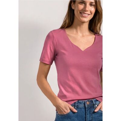 Street One Basic T-Shirt mit Herzausschnitt - Pink - Damen Street One Basic T-Shirt mit Herzausschnitt - Pink - Damen