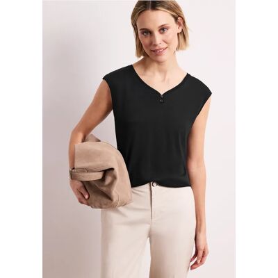 Street One Shirt mit gerundetem V-Ausschnitt - Schwarz - Damen Street One Shirt mit gerundetem V-Ausschnitt - Schwarz - Damen