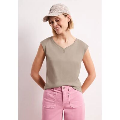 Street One Shirt mit gerundetem V-Ausschnitt - Beige - Damen Street One Shirt mit gerundetem V-Ausschnitt - Beige - Damen