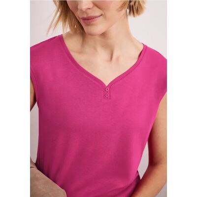 Street One Shirt mit gerundetem V-Ausschnitt - Pink - Damen Street One Shirt mit gerundetem V-Ausschnitt - Pink - Damen