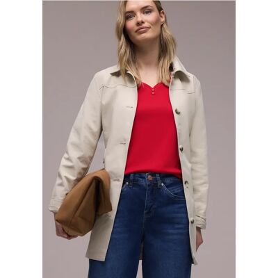 Street One Shirt mit gerundetem V-Ausschnitt - Rot - Damen Street One Shirt mit gerundetem V-Ausschnitt - Rot - Damen