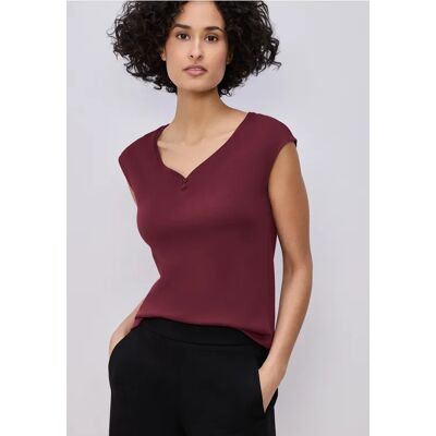 Street One Shirt mit gerundetem V-Ausschnitt - Rot - Damen Street One Shirt mit gerundetem V-Ausschnitt - Rot - Damen